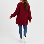 Women’s Cardigan – Long Sleeve Loose Fit Knitted Open Front Jumper