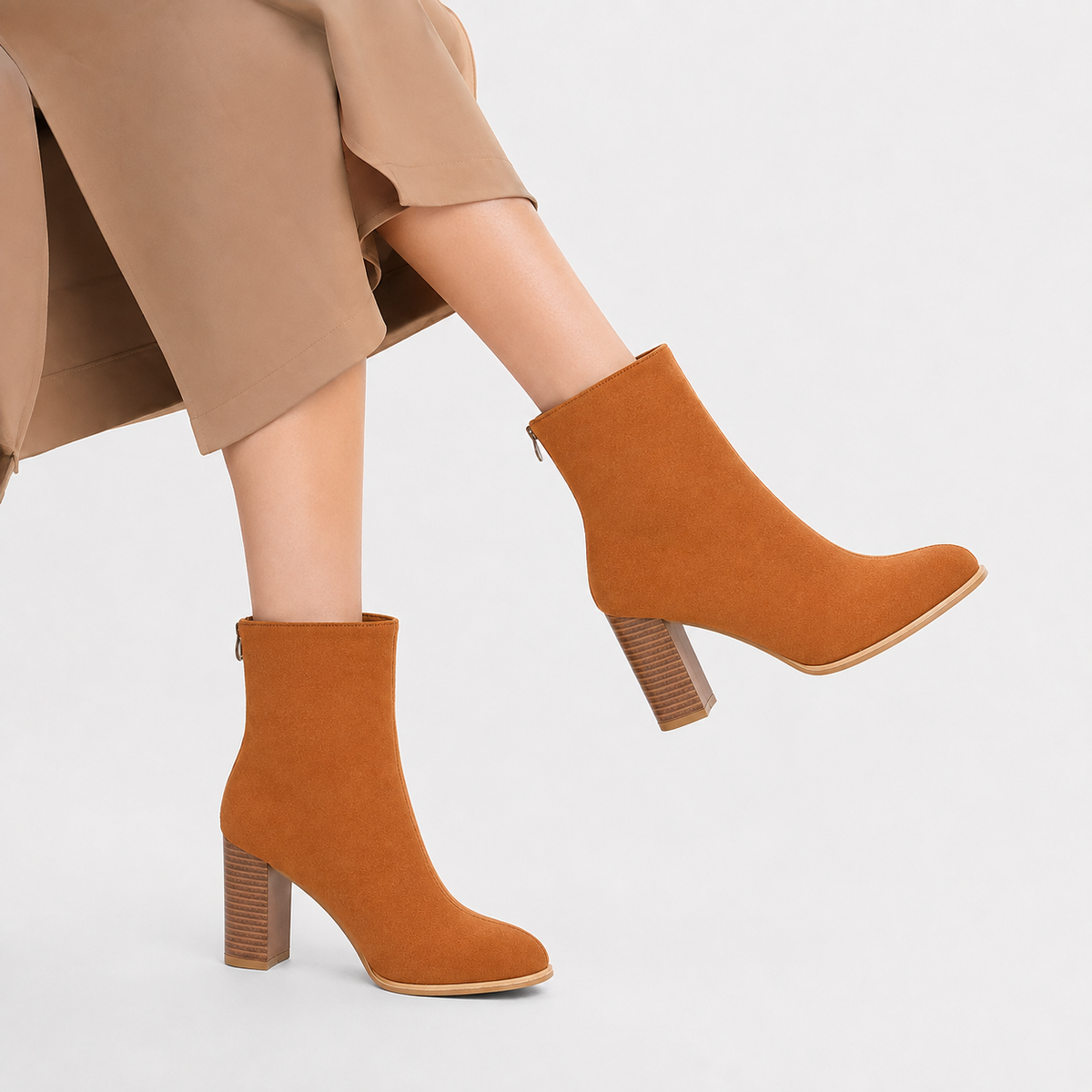 Women’s Mid-Calf Boots – Pointed Toe Mid-Cut Boots with Back Zip