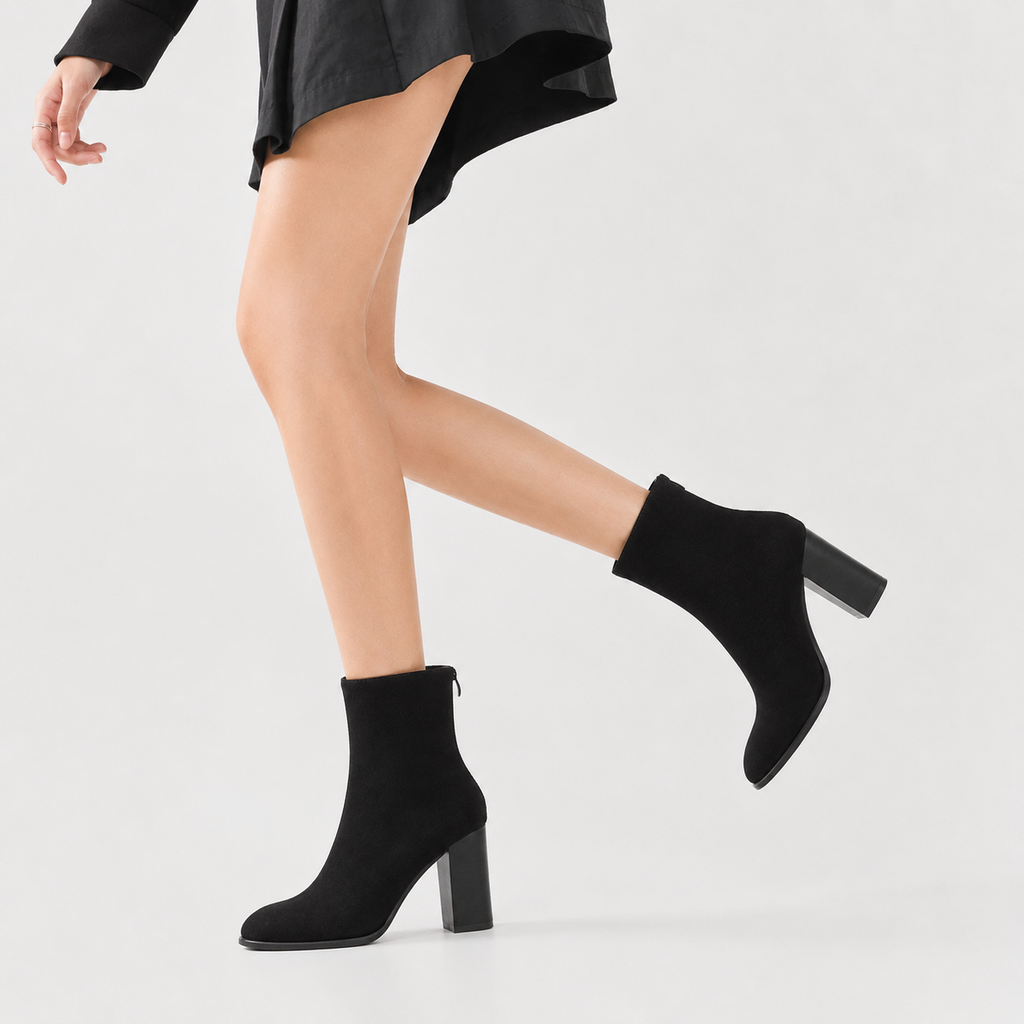 Women’s Mid-Calf Boots – Pointed Toe Mid-Cut Boots with Back Zip