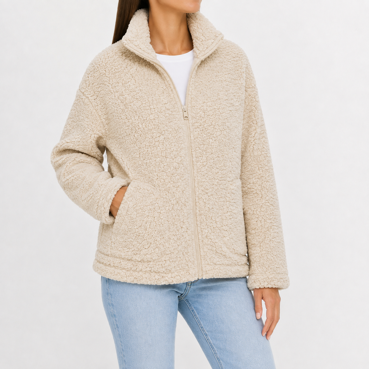 Women’s Fleece Jacket – Plush Warm Long Sleeve Casual Coat
