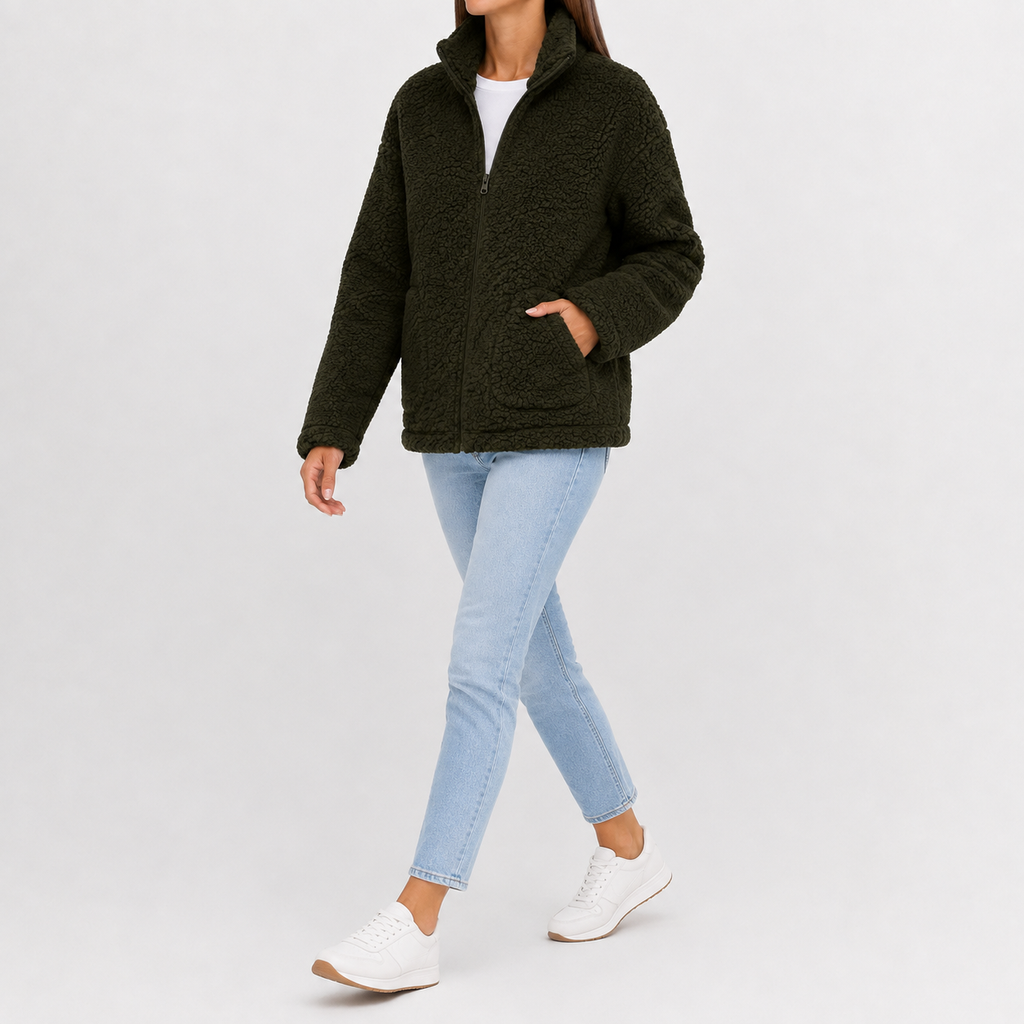 Women’s Fleece Jacket – Plush Warm Long Sleeve Casual Coat
