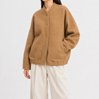 Women’s Bomber Jacket – Relaxed Fit Pocket Jacket with Long Sleeves