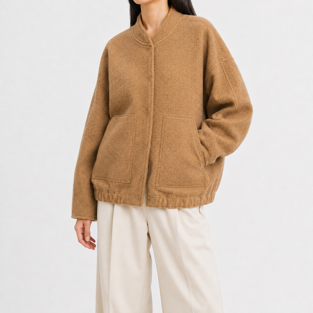Women’s Bomber Jacket – Relaxed Fit Pocket Jacket with Long Sleeves