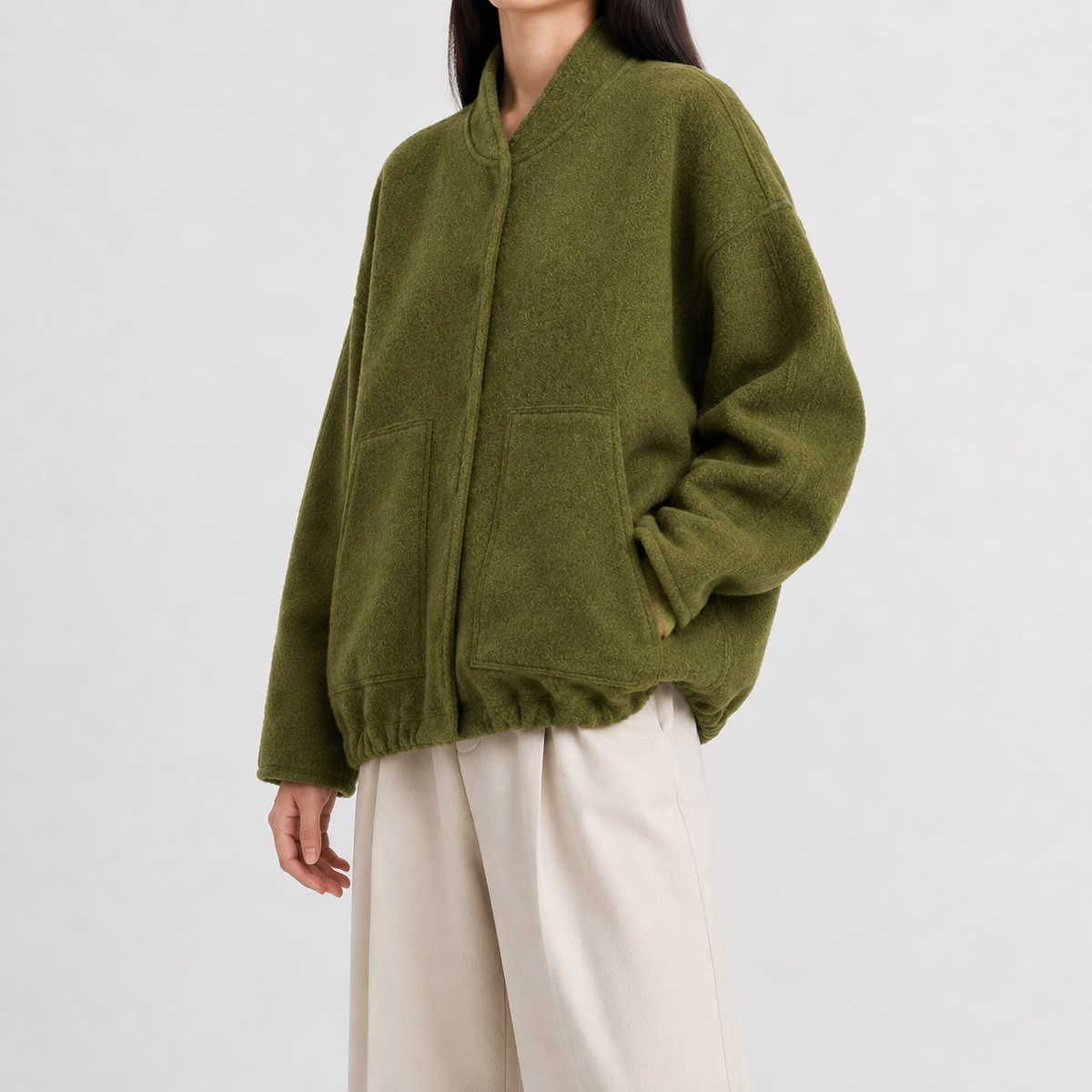 Women’s Bomber Jacket – Relaxed Fit Pocket Jacket with Long Sleeves