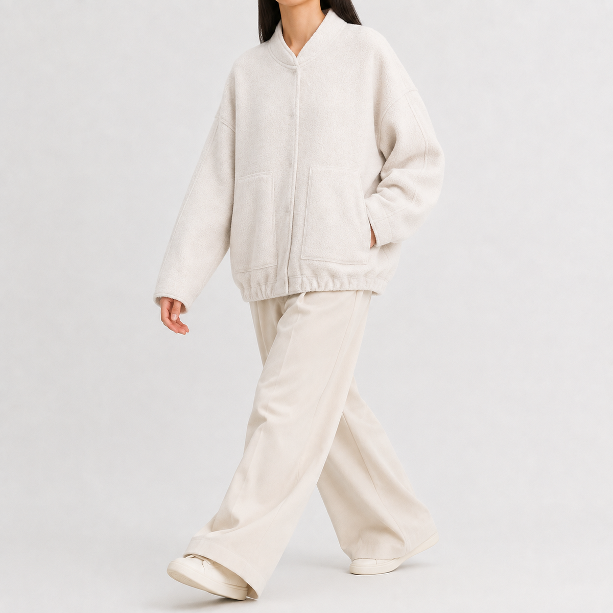 Women’s Bomber Jacket – Relaxed Fit Pocket Jacket with Long Sleeves