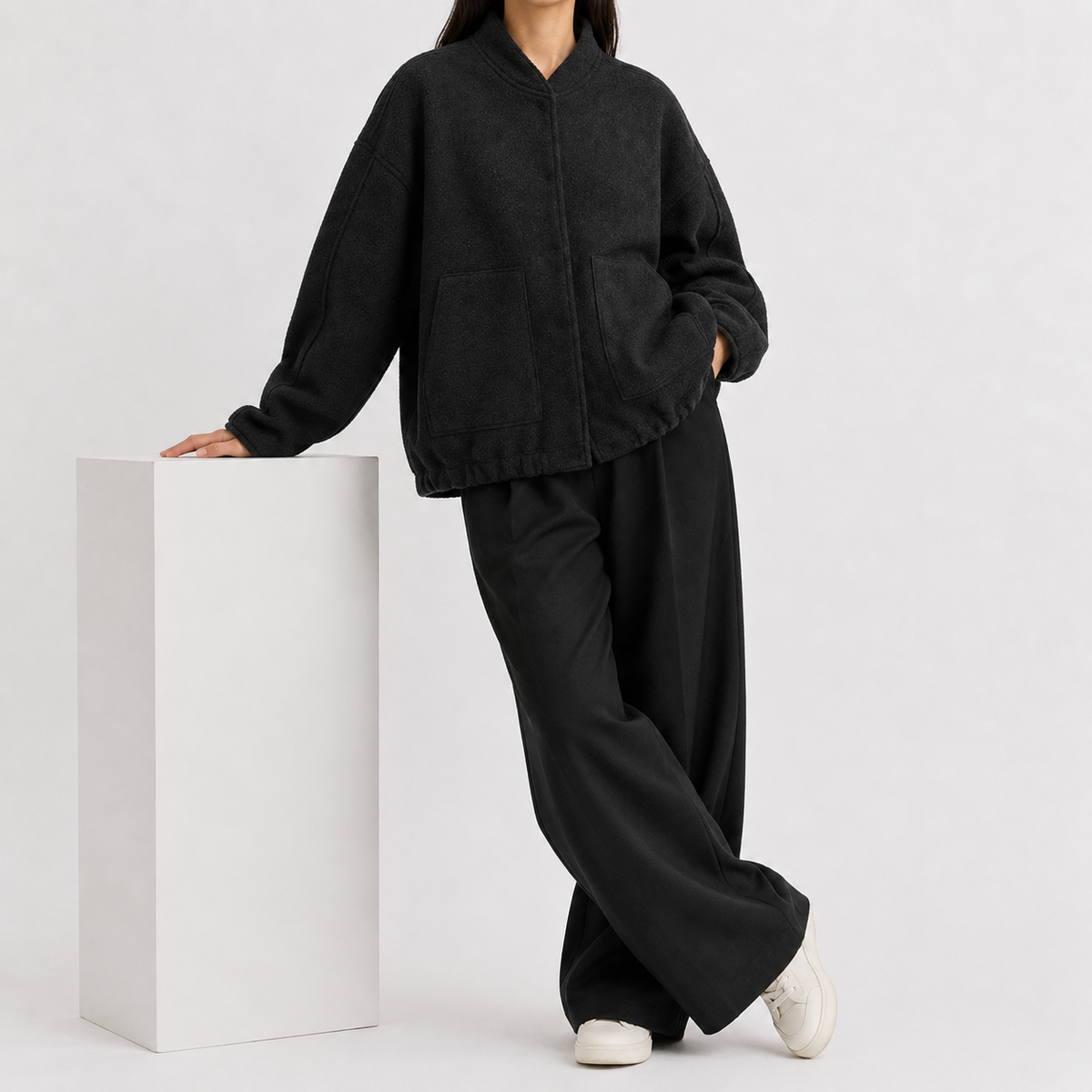 Women’s Bomber Jacket – Relaxed Fit Pocket Jacket with Long Sleeves