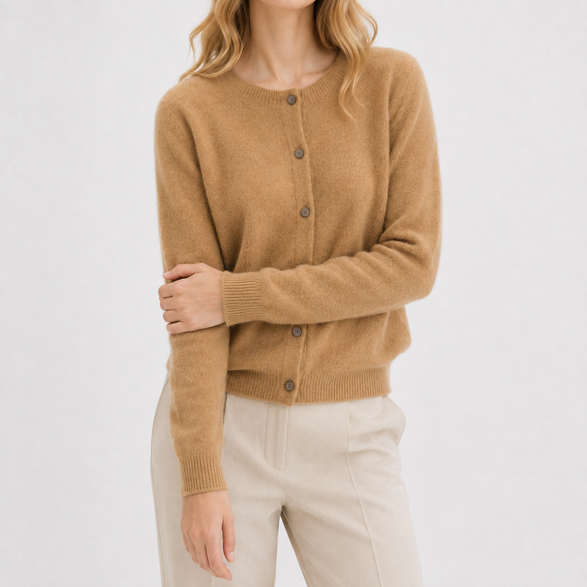 Women’s Cardigan – Plus Size Loose Fit Round Neck Knitted Jumper