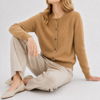 Women’s Cardigan – Plus Size Loose Fit Round Neck Knitted Jumper