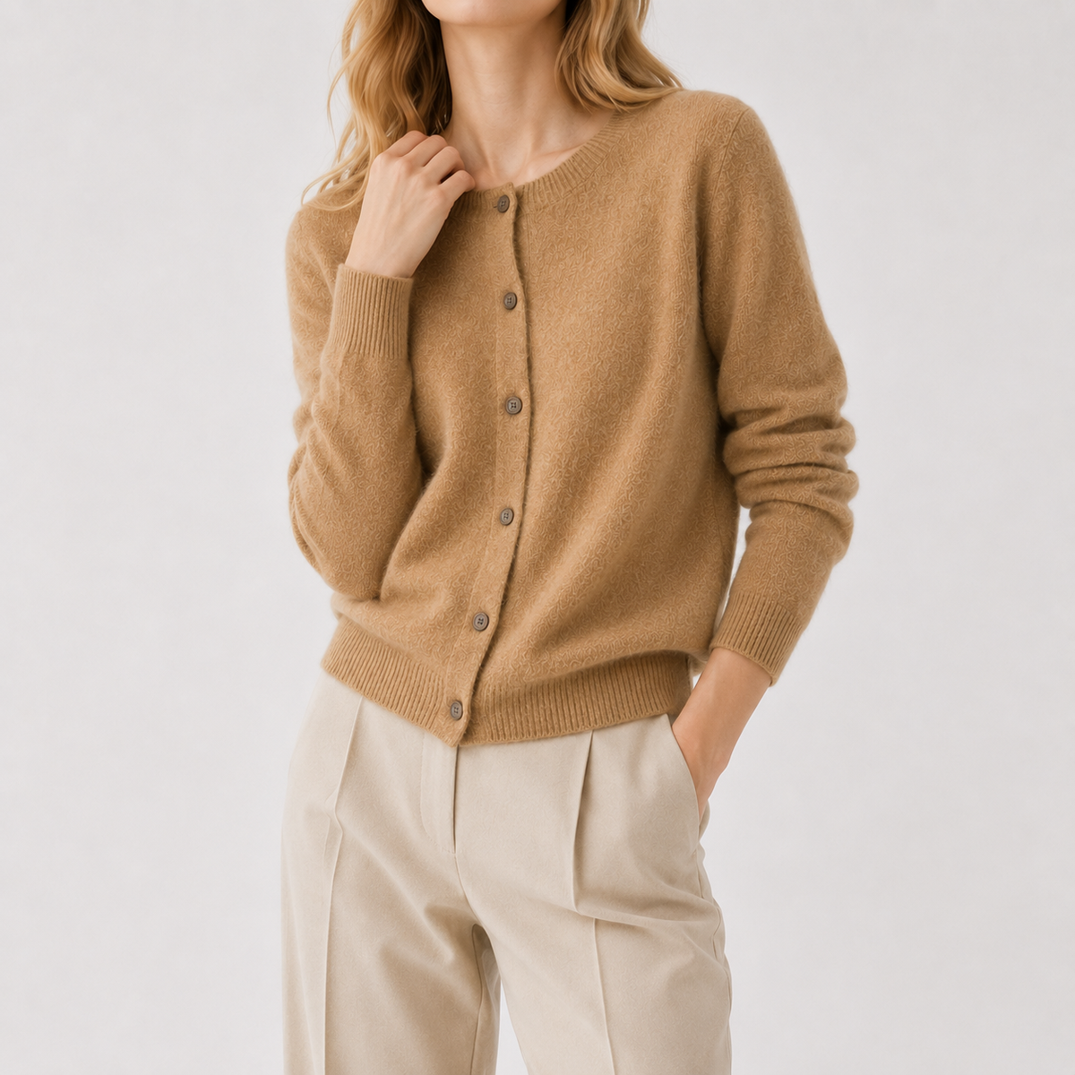 Women’s Cardigan – Plus Size Loose Fit Round Neck Knitted Jumper