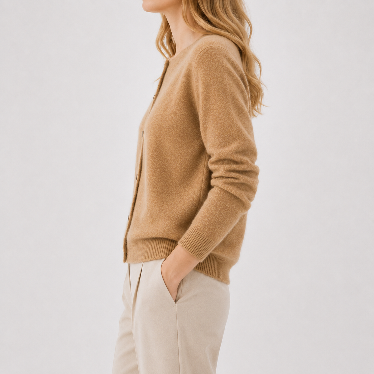 Women’s Cardigan – Plus Size Loose Fit Round Neck Knitted Jumper