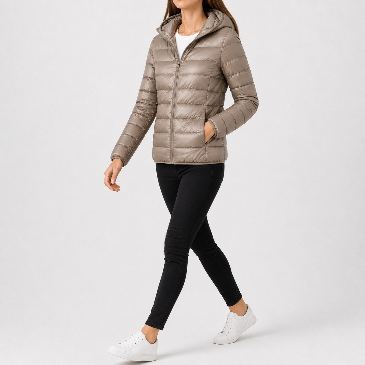 Women’s Padded Coat – Relaxed Fit Hooded Mid-Length Winter Jacket