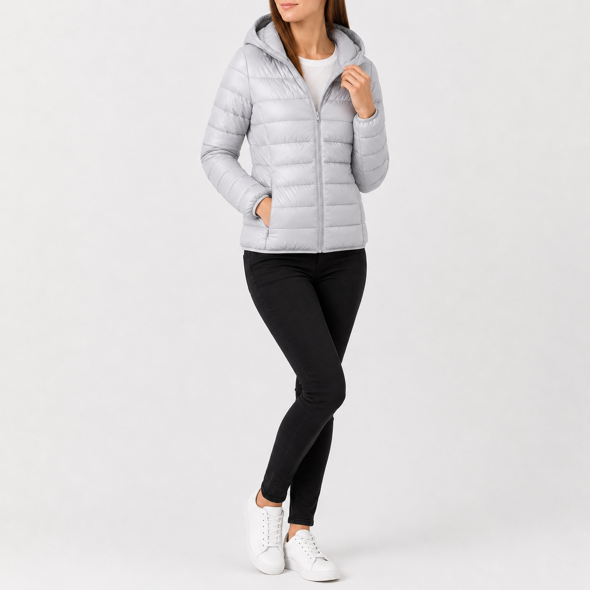 Women’s Padded Coat – Relaxed Fit Hooded Mid-Length Winter Jacket