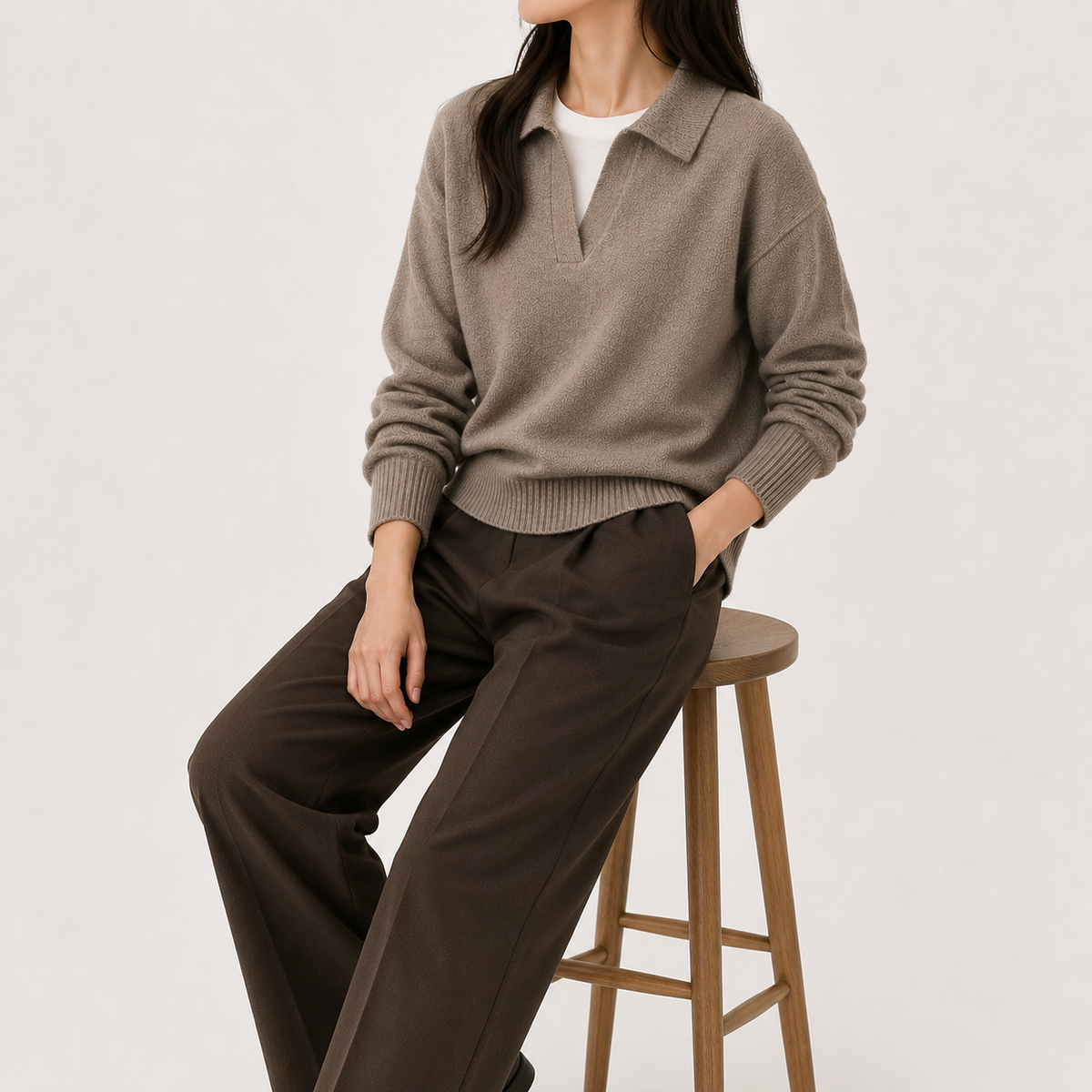 Women’s Retro Jumper – Casual Long Sleeve Knitted Pullover