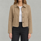 Women’s Short Coat – Retro Lapel Collared Cropped Jacket