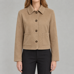Women’s Short Coat – Retro Lapel Collared Cropped Jacket