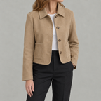 Women’s Short Coat – Retro Lapel Collared Cropped Jacket