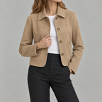 Women’s Short Coat – Retro Lapel Collared Cropped Jacket