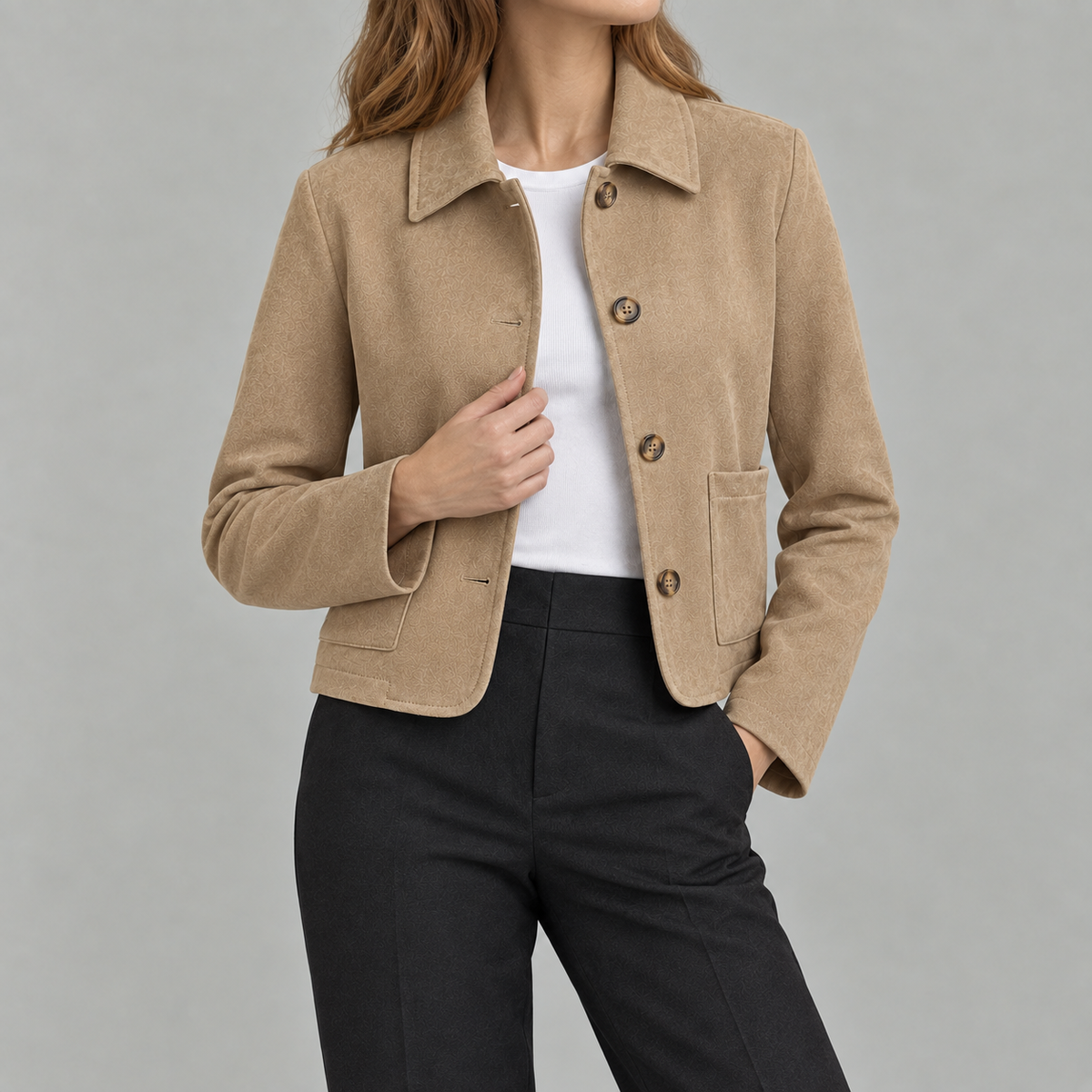 Women’s Short Coat – Retro Lapel Collared Cropped Jacket