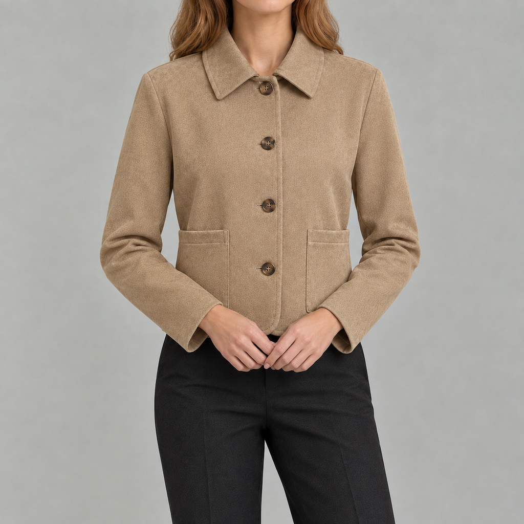 Women’s Short Coat – Retro Lapel Collared Cropped Jacket