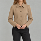 Women’s Short Coat – Retro Lapel Collared Cropped Jacket