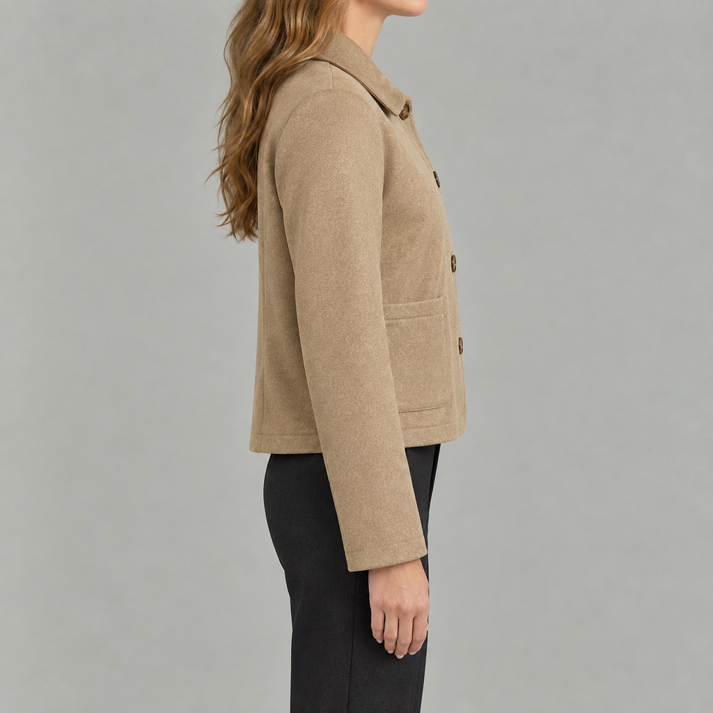 Women’s Short Coat – Retro Lapel Collared Cropped Jacket