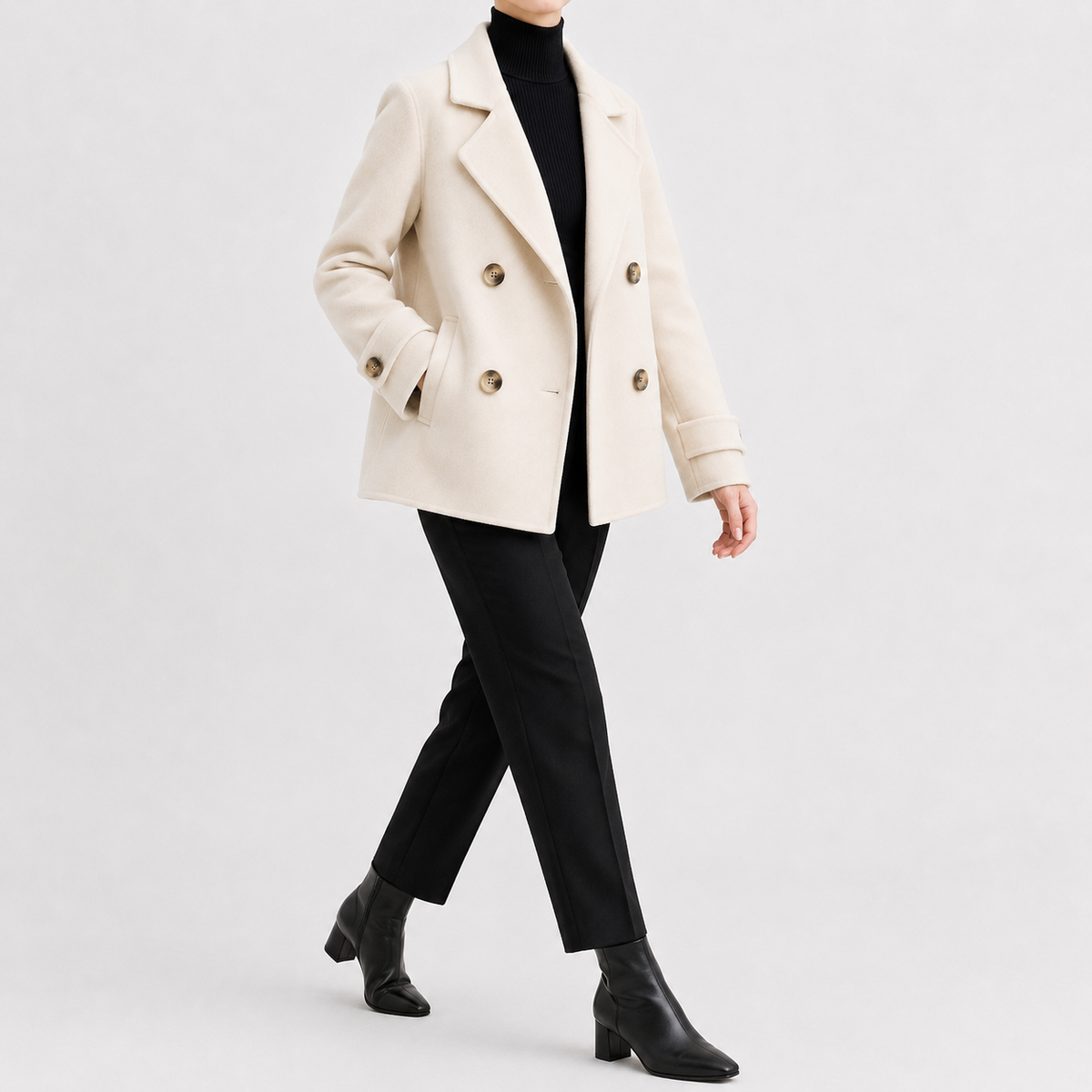 Women’s Short Trench Coat – Handmade Loose Fit Autumn Winter Jacket