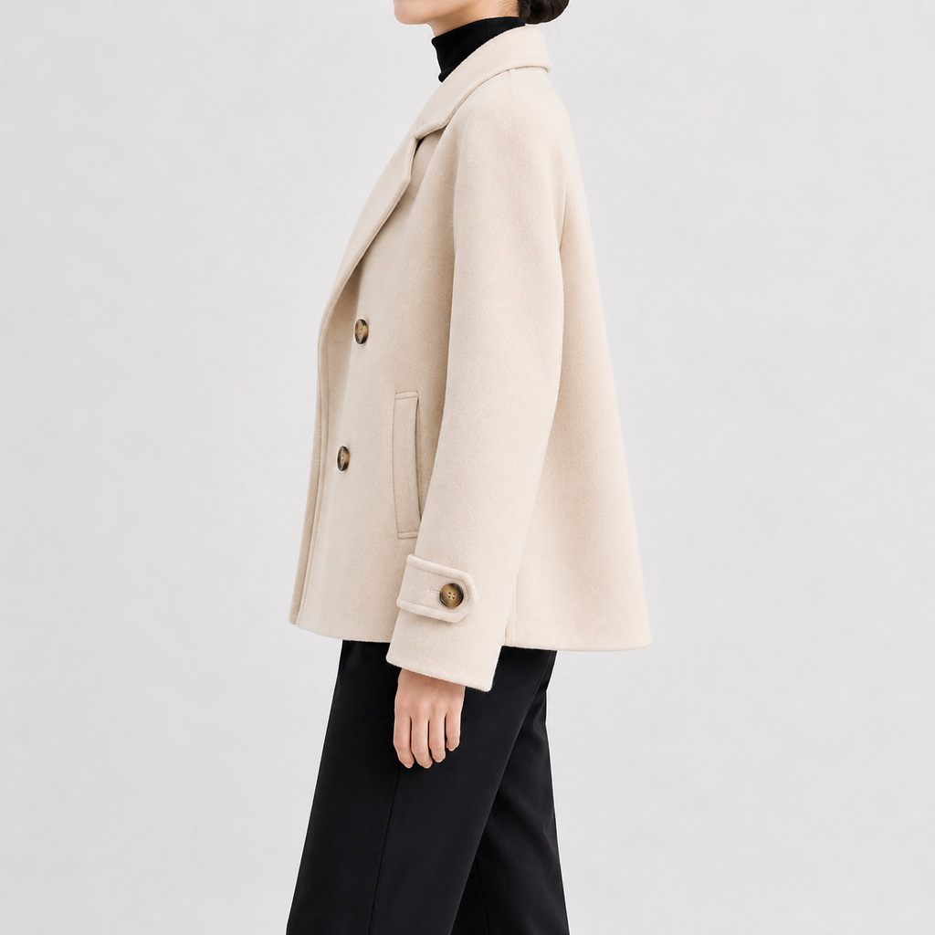 Women’s Short Trench Coat – Handmade Loose Fit Autumn Winter Jacket