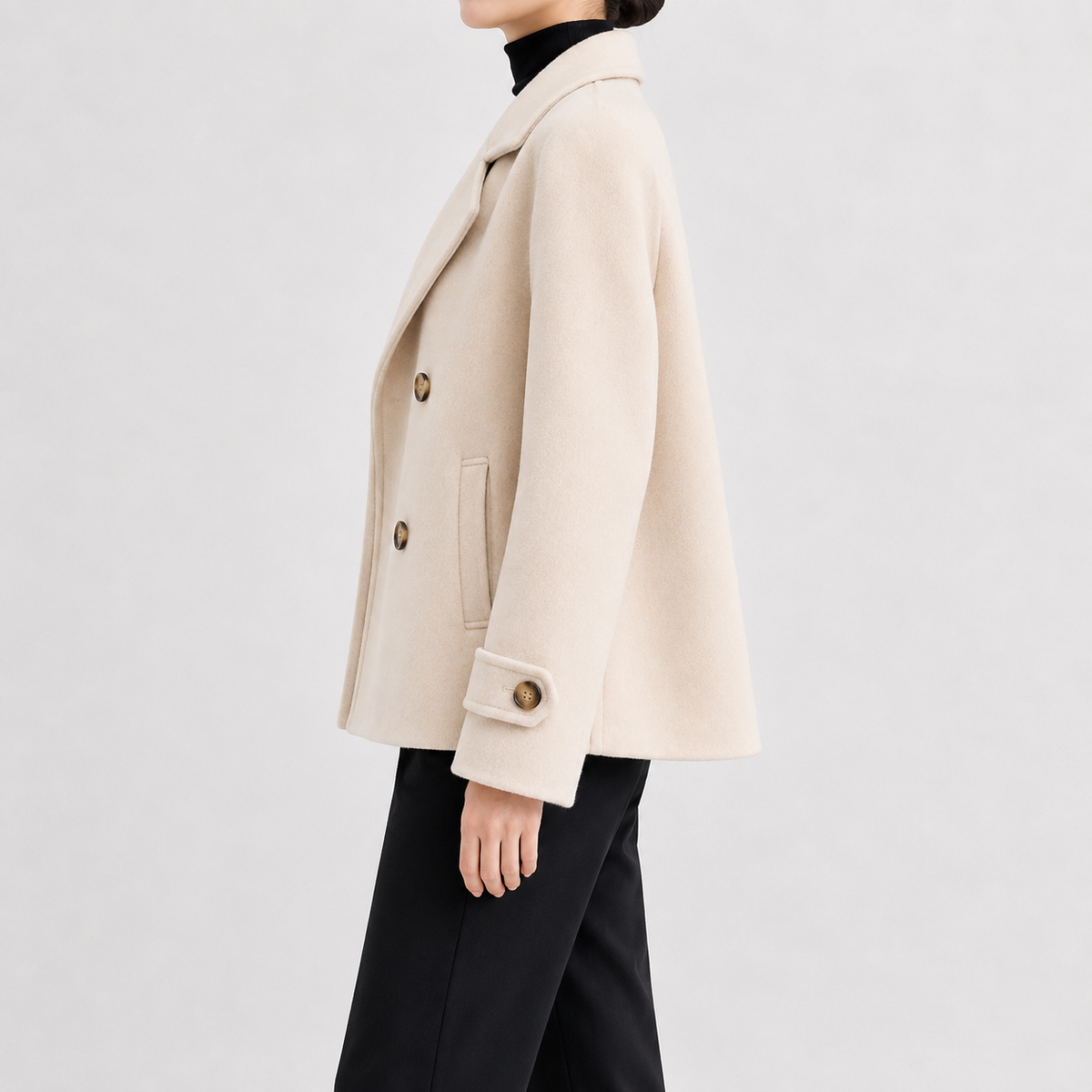 Women’s Short Trench Coat – Handmade Loose Fit Autumn Winter Jacket
