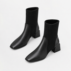 Women’s Chelsea Boots – Square Toe Chunky Heel Sock Ankle Boots