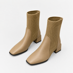 Women’s Chelsea Boots – Square Toe Chunky Heel Sock Ankle Boots