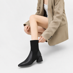 Women’s Chelsea Boots – Square Toe Chunky Heel Sock Ankle Boots