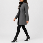 Women’s Trench Coat – Mid-Length Stand Collar Wool-Style Tailored Coat