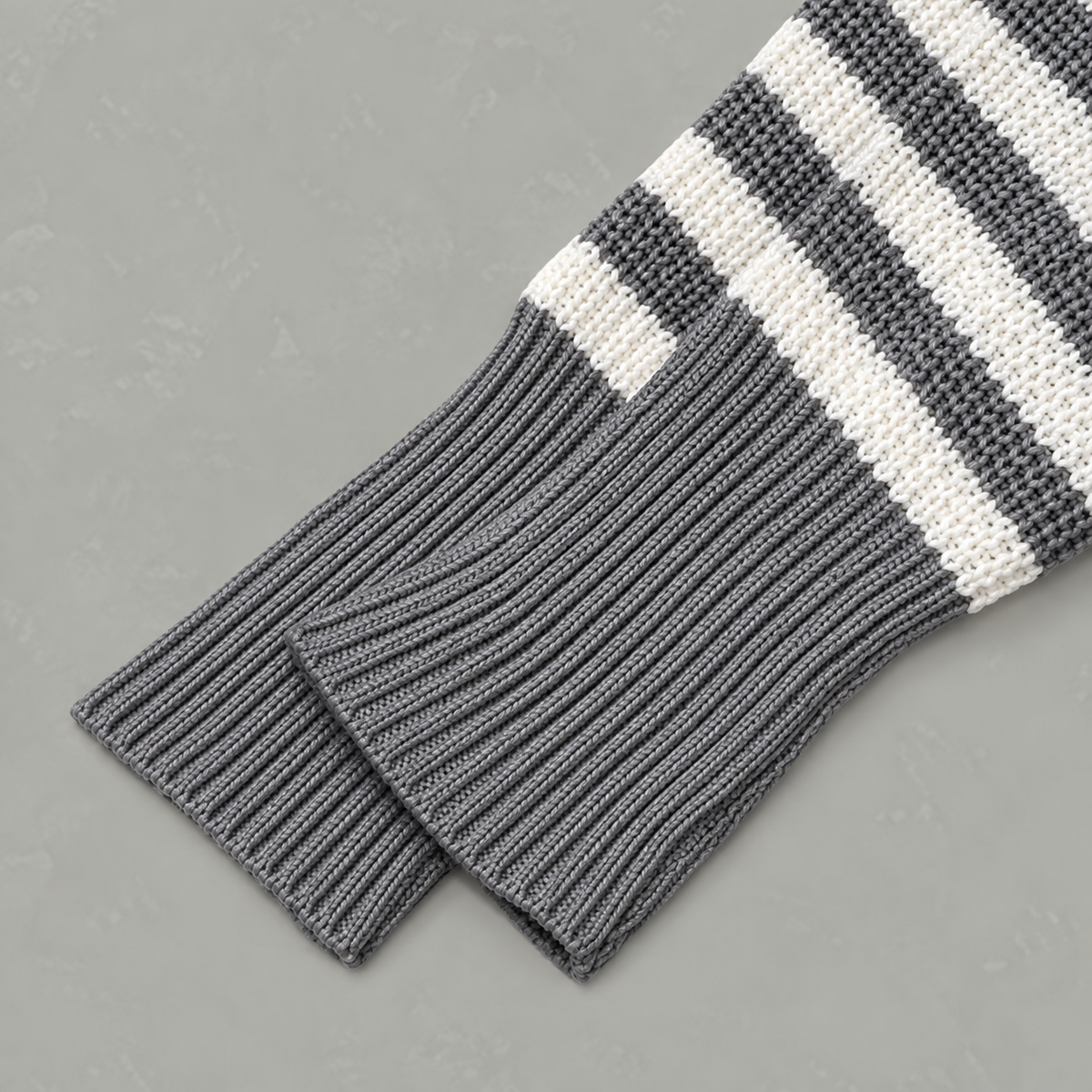 Women’s Striped Jumper – Loose Fit Knitted Polo Collar Long Sleeve Sweater