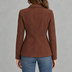 Women’s Suede Blazer – Lapel Collar Tailored Jacket with Soft Suede-Style Finish