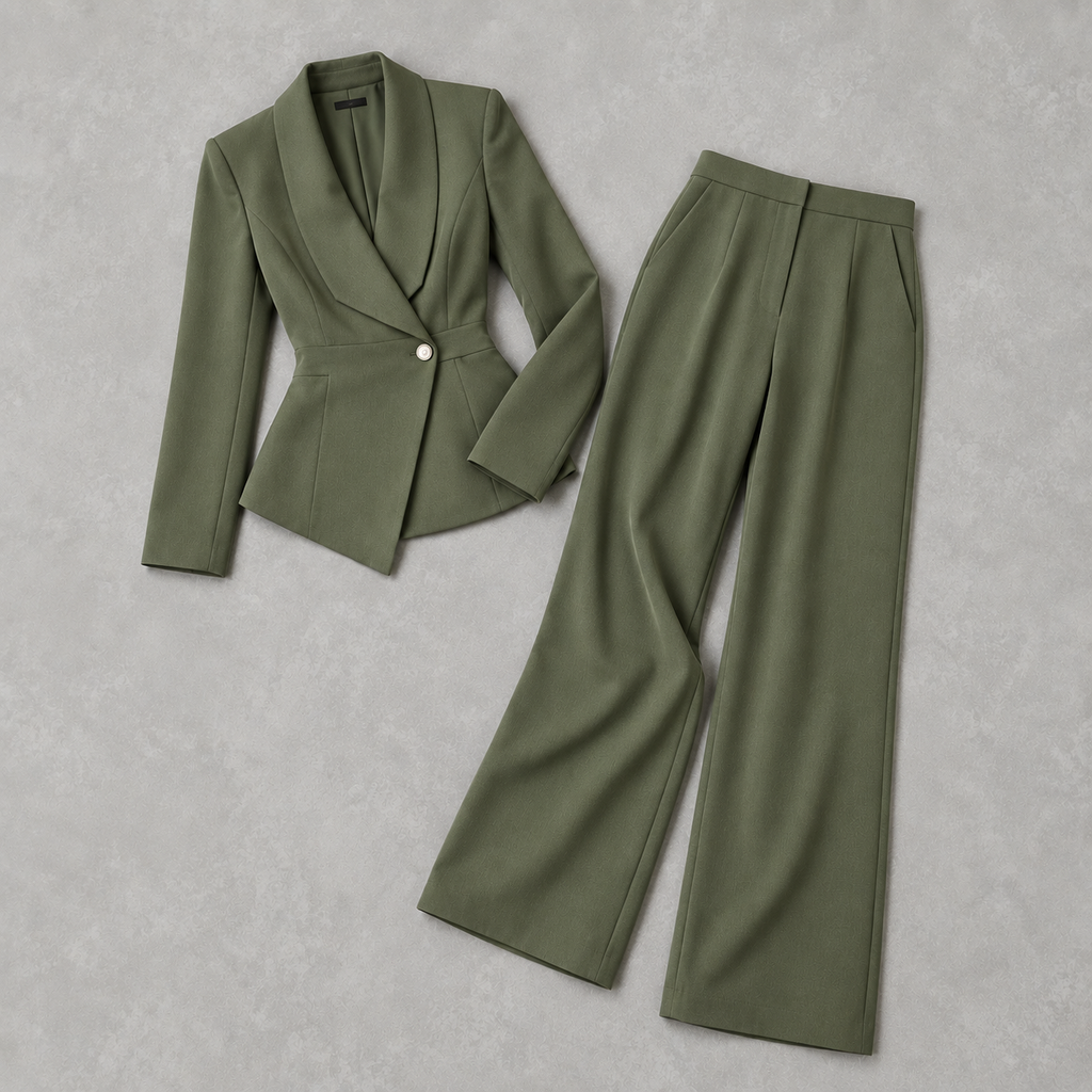 Women’s Suit – Tailored Blazer and Straight Leg Trousers Two-Piece Set