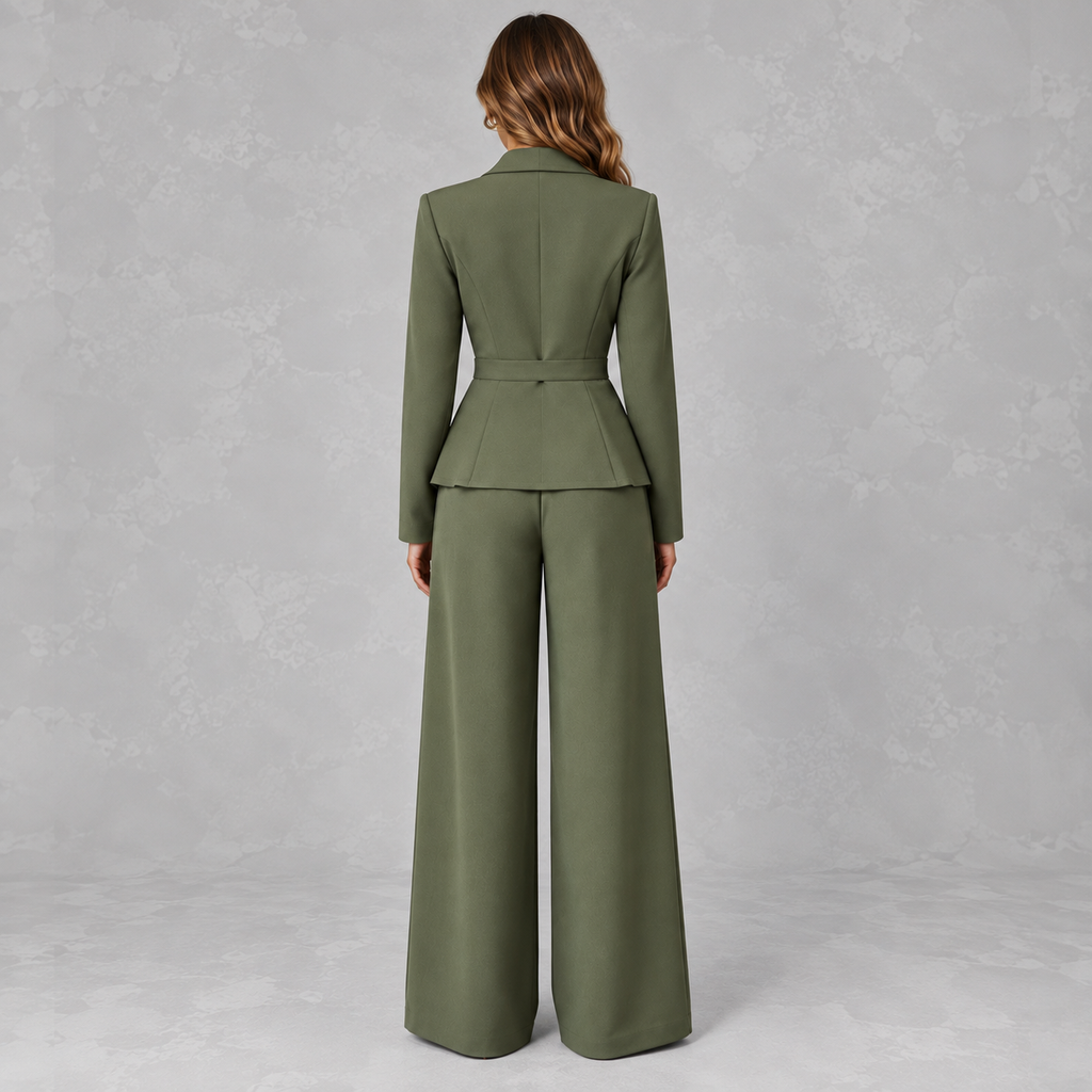 Women’s Suit – Tailored Blazer and Straight Leg Trousers Two-Piece Set