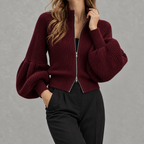 Women’s Textured Jumper – Fluffy Lantern Sleeve Long Sleeve Pullover
