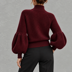 Women’s Textured Jumper – Fluffy Lantern Sleeve Long Sleeve Pullover