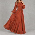 Women’s Waist-Cinching Dress – Long Sleeve Fitted Midi Dress