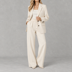 Women’s Wide Leg Suit – Casual Blazer and Trousers Two-Piece Set