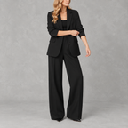 Women’s Wide Leg Suit – Casual Blazer and Trousers Two-Piece Set