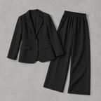 Women’s Wide Leg Suit – Casual Blazer and Trousers Two-Piece Set