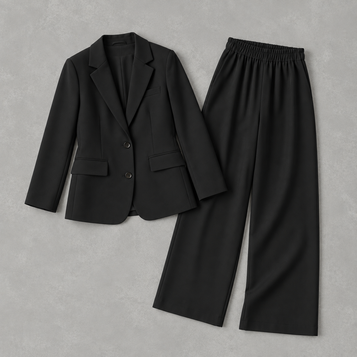 Women’s Wide Leg Suit – Casual Blazer and Trousers Two-Piece Set