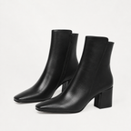 Women’s Leather Boots – Chunky Heel Zip-Up Ankle Boots