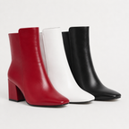 Women’s Leather Boots – Chunky Heel Zip-Up Ankle Boots