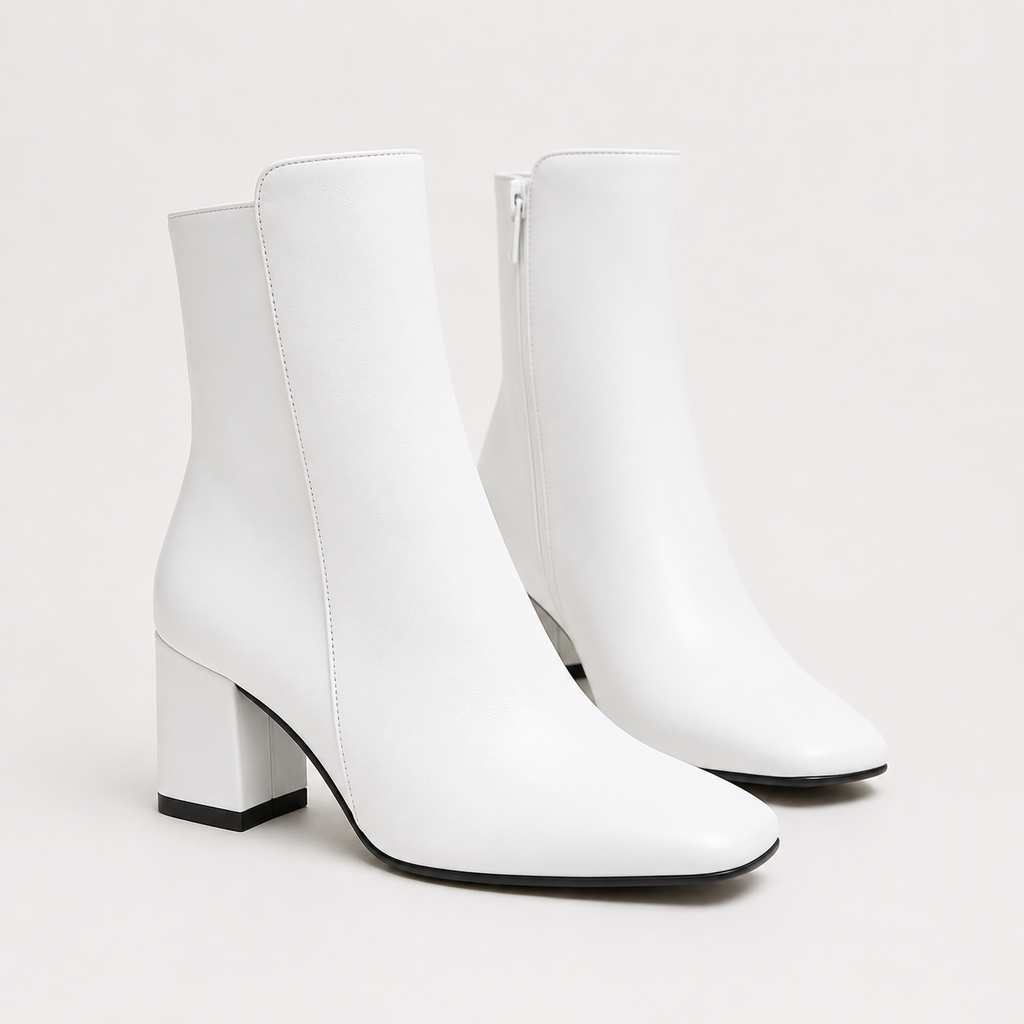 Women’s Leather Boots – Chunky Heel Zip-Up Ankle Boots