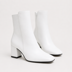 Women’s Leather Boots – Chunky Heel Zip-Up Ankle Boots