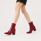 Women’s Leather Boots – Chunky Heel Zip-Up Ankle Boots