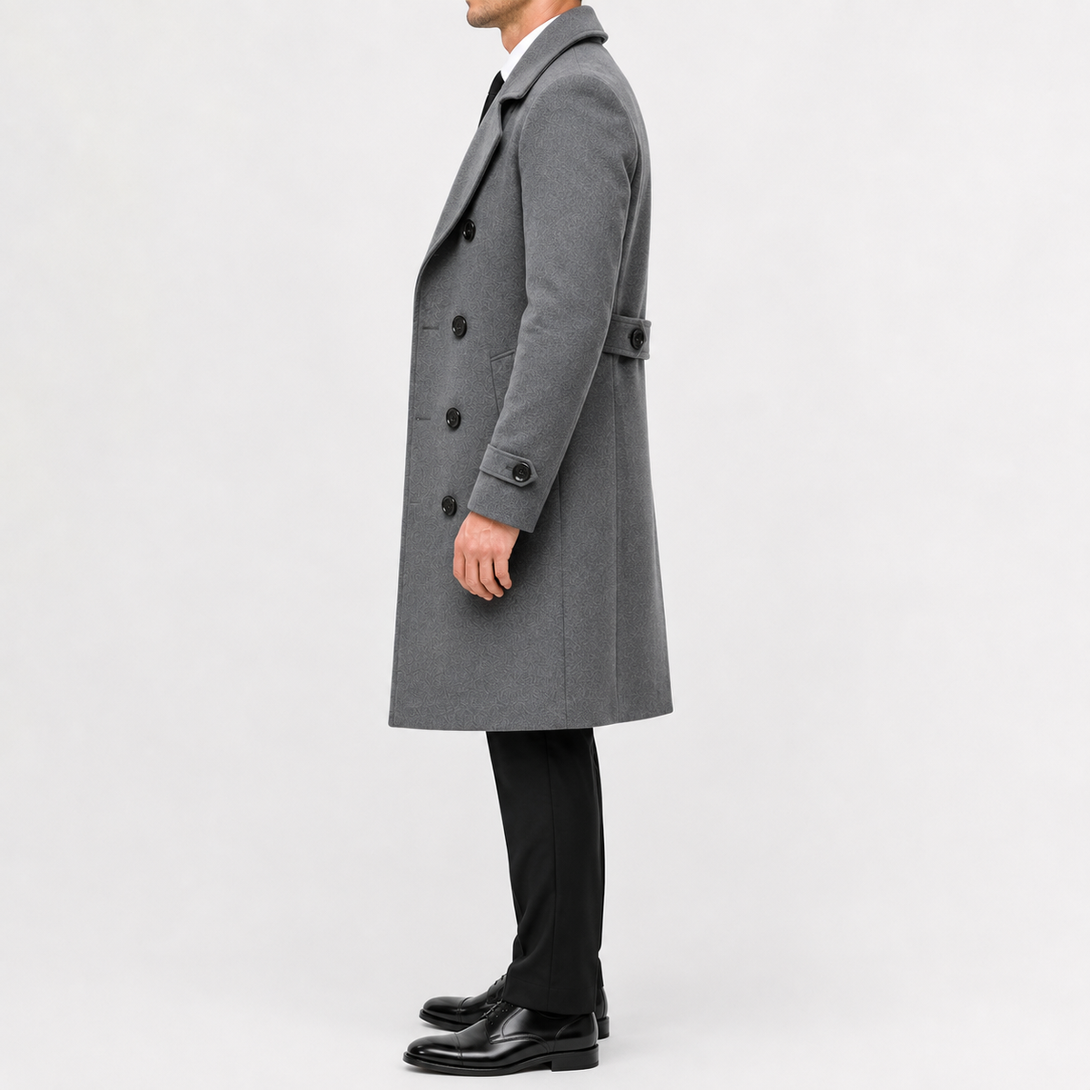 Men’s Trench Coat – Double Breasted Long Wool-Style Winter Overcoat