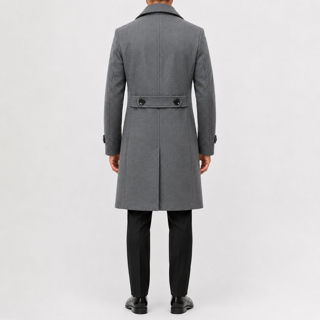 Men’s Trench Coat – Double Breasted Long Wool-Style Winter Overcoat